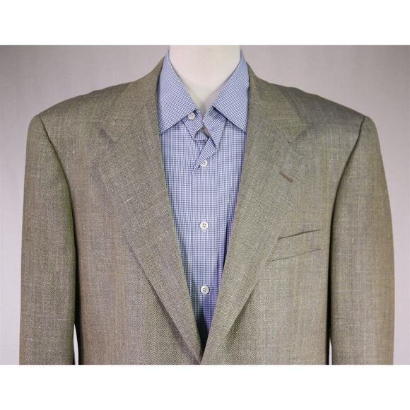 Southwick for Paul Simon Blue/Gold Herringbone Silk 2-Btn Sportcoat Blazer 42R - Picture 3 of 8